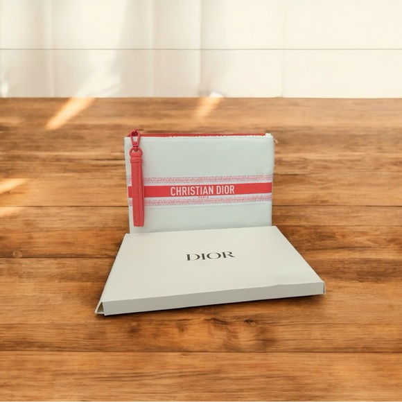 Dior Pink and White Wristlet Clutch-NIB-Retail $175 - Picture 1 of 8